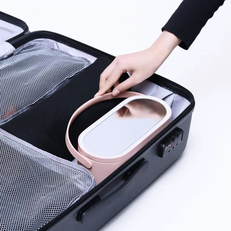 Makeup Organizer Box with Built-in LED Light Mirror