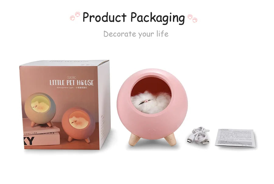 LED Cat Night Light for Bedroom & Cute Cat House- Cat Lover Gifts for Women, Wife, Mom, Teen Girls