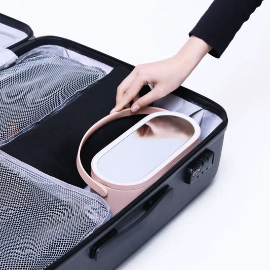 Makeup Organizer Box with Built-in LED Light Mirror