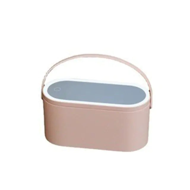 Makeup Organizer Box with Built-in LED Light Mirror