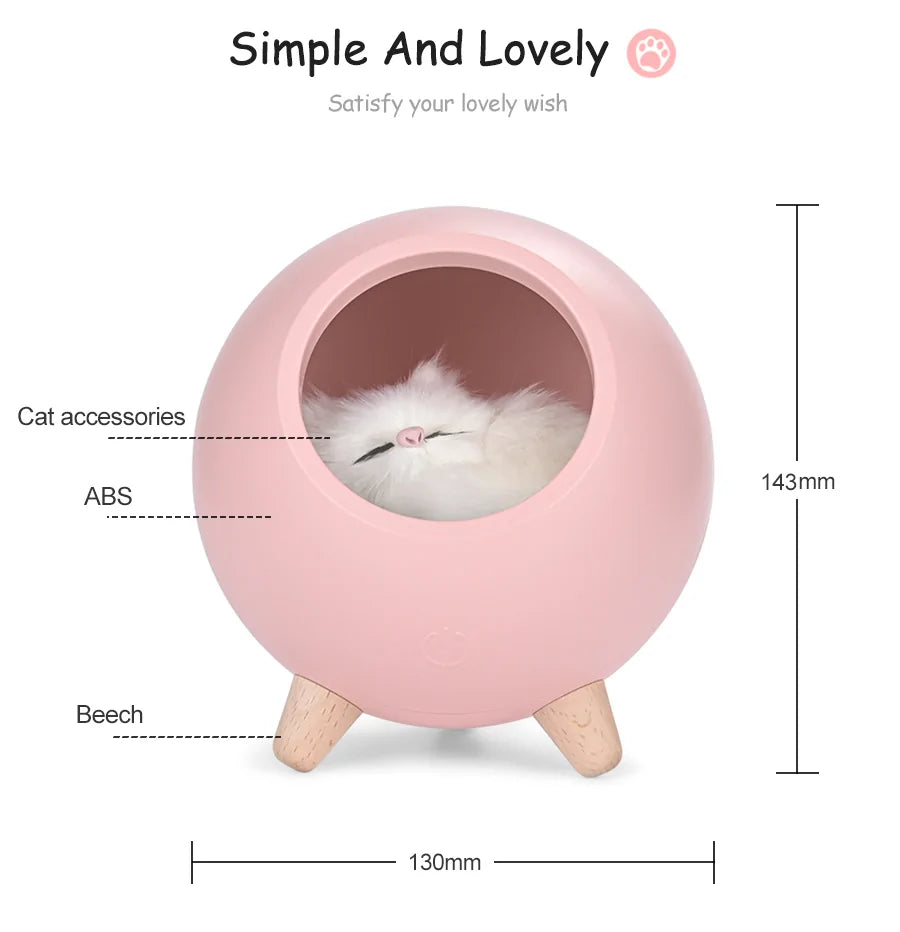 LED Cat Night Light for Bedroom & Cute Cat House- Cat Lover Gifts for Women, Wife, Mom, Teen Girls